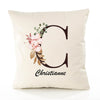 Housse de Coussin Premium Christianne Lettre - Coton Canvas Fairtrade Beige Idée Cadeau Décoration Canapé