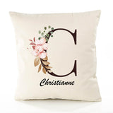 Housse de Coussin Premium Christianne Lettre - Coton Canvas Fairtrade Beige Idée Cadeau Décoration Canapé
