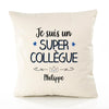 Housse de Coussin Premium Philippe Un Super Collègue - Coton Canvas Fairtrade Beige Idée Cadeau Décoration Canapé