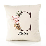 Housse de Coussin Premium Chaïma Lettre - Coton Canvas Fairtrade Beige Idée Cadeau Décoration Canapé