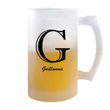 Verre à Bière Guillaume Lettre Chic | Chope de Bière Pinte | Idée Cadeau Prénom Anniversaire Papa Collègue Départ Retraite Noël