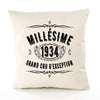 Housse de Coussin Premium 1934 Millésime Grand cru - Coton Canvas Fairtrade Beige Idée Cadeau Décoration Canapé