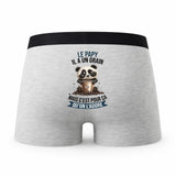 Caleçon Le Papy Panda Grain - Humour Boxer Gris Idée Cadeau