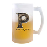 Verre à Bière Pierre-Yves Lettre Viking | Chope de Bière Pinte | Idée Cadeau Prénom Motard Jeux de Rôle Vidéo Anniversaire Papa Collègue Départ Retraite Noël