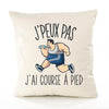 Housse de Coussin Premium Course à Pied Version Blanc - Coton Canvas Fairtrade Beige Idée Cadeau Décoration Canapé
