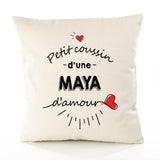 Housse de Coussin Premium Maya d'amour - Coton Canvas Fairtrade Beige Idée Cadeau Décoration Canapé 40x40