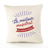 Housse de Coussin Premium magistrat Meilleur Monde - Coton Canvas Fairtrade Beige Idée Cadeau Décoration Canapé