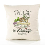 Housse de Coussin Premium Fromage Version Blanc - Coton Canvas Fairtrade Beige Idée Cadeau Décoration Canapé