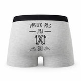 Caleçon J_Peux Pas Ski - Humour Boxer Gris Idée Cadeau Passion