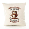 Housse de Coussin Premium L'Assistante Sociale Chouette Grain - Coton Canvas Fairtrade Beige Idée Cadeau Décoration Canapé 40x40