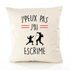 Housse de Coussin Premium J'peux Pas Escrime Version Blanc - Coton Canvas Fairtrade Beige Idée Cadeau Décoration Canapé 40x40