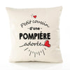 Housse de Coussin Premium Pompiere d'amour - Coton Canvas Fairtrade Beige Idée Cadeau Décoration Canapé 40x40