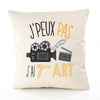 Housse de Coussin Premium 7ème Art Version Blanc - Coton Canvas Fairtrade Beige Idée Cadeau Décoration Canapé