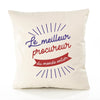 Housse de Coussin Premium procureur Meilleur Monde - Coton Canvas Fairtrade Beige Idée Cadeau Décoration Canapé