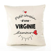 Housse de Coussin Premium Virginie d'amour - Coton Canvas Fairtrade Beige Idée Cadeau Décoration Canapé 40x40