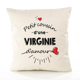 Housse de Coussin Premium Virginie d'amour - Coton Canvas Fairtrade Beige Idée Cadeau Décoration Canapé 40x40