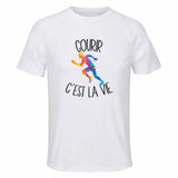 Maillot de Sport Homme Courir C'est La Vie - T-Shirt Respirant Polyester Manches Courtes - Cadeau Sportif Anniversaire Noël Fête des Pères