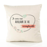 Housse de Coussin Premium auxiliaire de Vie irremplaçable - Coton Canvas Fairtrade Beige Idée Cadeau Décoration Canapé