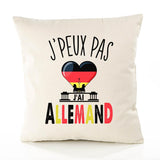 Housse de Coussin Premium Allemand Version Blanc - Coton Canvas Fairtrade Beige Idée Cadeau Décoration Canapé