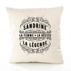 Housse de Coussin Premium Sandrine Déesse légende Noire - Coton Canvas Fairtrade Beige Idée Cadeau Décoration Canapé