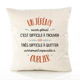 Housse de Coussin Premium Un Jérémy Aussi génial - Coton Canvas Fairtrade Beige Idée Cadeau Décoration Canapé