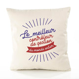 Housse de Coussin Premium Contrôleur de Gestion Meilleur Monde - Coton Canvas Fairtrade Beige Idée Cadeau Décoration Canapé