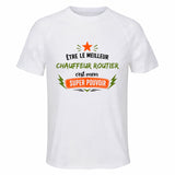 Maillot de Sport Homme Meilleur Chauffeur Routier Super Pouvoir Cadeau Anniversaire Noël Fête des Pères T-Shirt Respirant Polyester