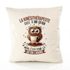 Housse de Coussin Premium La Kinésithérapeute Chouette Grain - Coton Canvas Fairtrade Beige Idée Cadeau Décoration Canapé 40x40