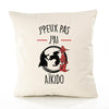 Housse de Coussin Premium j'peux Pas Aikido Version Blanc - Coton Canvas Fairtrade Beige Idée Cadeau Décoration Canapé 40x40