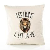Housse de Coussin Premium Lion - Coton Canvas Fairtrade Beige Idée Cadeau Décoration Canapé 40x40