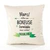 Housse de Coussin Premium Merci Boxeuse Inoubliable Femme - Coton Canvas Fairtrade Beige Idée Cadeau Décoration Canapé