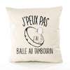 Housse de Coussin Premium Balle au Tambourin Version Blanc - Coton Canvas Fairtrade Beige Idée Cadeau Décoration Canapé