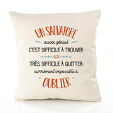 Housse de Coussin Premium Un Salvatore Aussi génial - Coton Canvas Fairtrade Beige Idée Cadeau Décoration Canapé