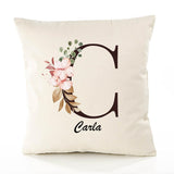 Housse de Coussin Premium Carla Lettre - Coton Canvas Fairtrade Beige Idée Cadeau Décoration Canapé