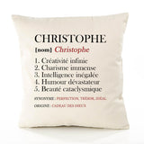 Housse de Coussin Premium Christophe Définition - Coton Canvas Fairtrade Beige Idée Cadeau Décoration Canapé