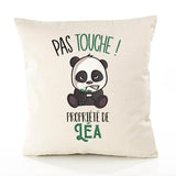 Housse de Coussin Premium Lea Pas Touche Panda - Coton Canvas Fairtrade Beige Idée Cadeau Décoration Canapé 40x40