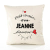 Housse de Coussin Premium Jeanne d'amour - Coton Canvas Fairtrade Beige Idée Cadeau Décoration Canapé 40x40