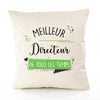 Housse de Coussin Premium Meilleur Directeur de Tous Les Temps 2 - Coton Canvas Fairtrade Beige Idée Cadeau Décoration Canapé