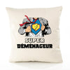 Housse de Coussin Premium Super DÉMÉNAGEUR - Coton Canvas Fairtrade Beige Idée Cadeau Décoration Canapé