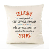 Housse de Coussin Premium Un Maxime Aussi génial - Coton Canvas Fairtrade Beige Idée Cadeau Décoration Canapé