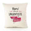 Housse de Coussin Premium Merci Urgentiste Géniale - Coton Canvas Fairtrade Beige Idée Cadeau Décoration Canapé