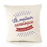 Housse de Coussin Premium sexologue Meilleur Monde - Coton Canvas Fairtrade Beige Idée Cadeau Décoration Canapé
