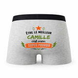 Caleçon gris Meilleur Camille Super Pouvoir Cadeau homme Boxer Humour Papa