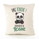 Housse de Coussin Premium Rosine Pas Touche Panda - Coton Canvas Fairtrade Beige Idée Cadeau Décoration Canapé 40x40
