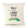 Housse de Coussin Premium Merci Chérie Inoubliable Femme - Coton Canvas Fairtrade Beige Idée Cadeau Décoration Canapé