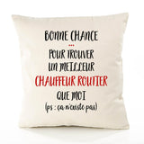 Housse de Coussin Premium Chauffeur Routier ça n'existe Pas Homme - Coton Canvas Fairtrade Beige Idée Cadeau Décoration Canapé