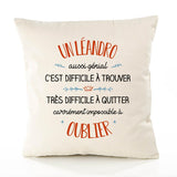 Housse de Coussin Premium Un Léandro Aussi génial - Coton Canvas Fairtrade Beige Idée Cadeau Décoration Canapé