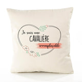 Housse de Coussin Premium Cavalière irremplaçable - Coton Canvas Fairtrade Beige Idée Cadeau Décoration Canapé