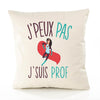 Housse de Coussin Premium Prof Version Blanc - Coton Canvas Fairtrade Beige Idée Cadeau Décoration Canapé