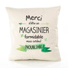 Housse de Coussin Premium Merci Magasinier Inoubliable - Coton Canvas Fairtrade Beige Idée Cadeau Décoration Canapé